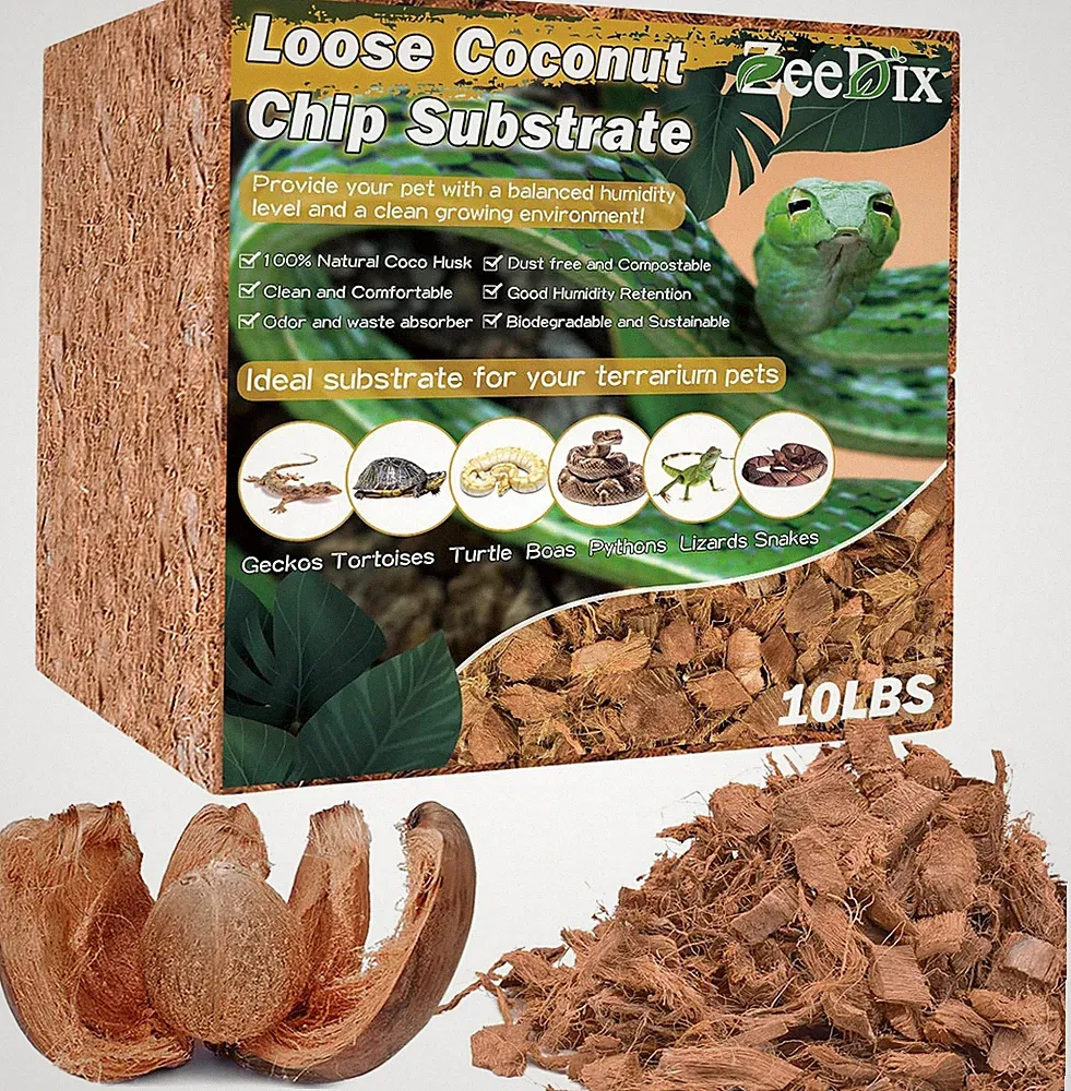 10LB Coco Fiber Chips Substrate for Reptiles 72 Quart Coconut Fiber Husk Bedding