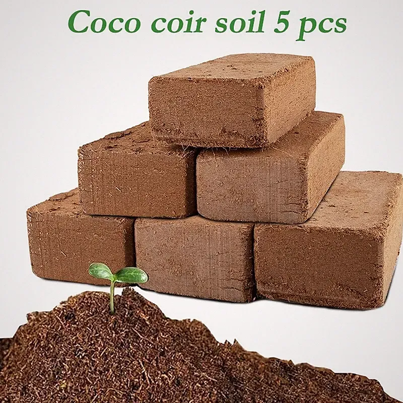 5 Pack Organic Compressed Coconut Fiber Bricks for Planting, Gardening, Potting