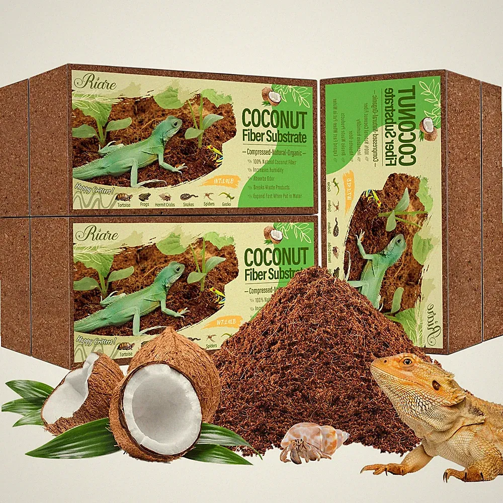 6 Pack Natural Coconut Fiber Substrate for Reptile Compressed Husk Bedding