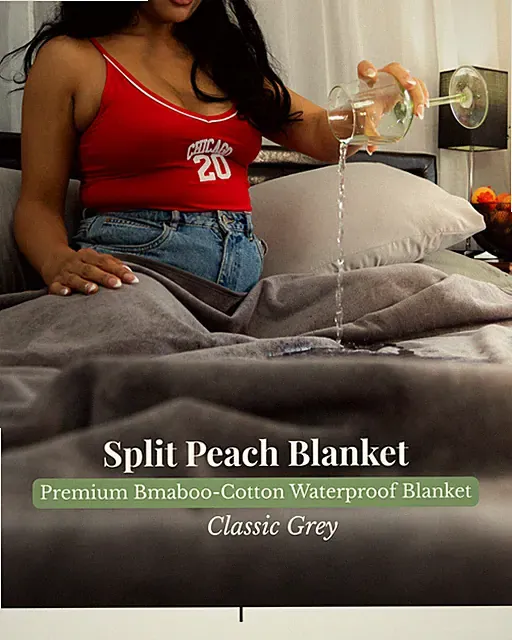 Bamboo-Cotton Waterproof Blanket. Premium Qulaity and natural-Classic Grey