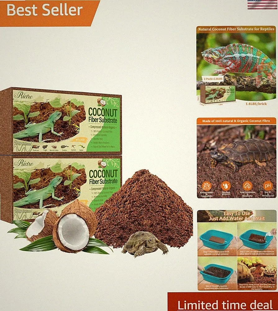 Compressed Coconut Fiber Bedding - 2 Pack for Healthy Habitat & Easy Setup