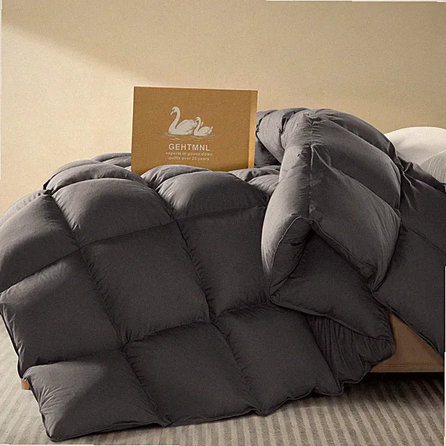 Goose Down Fiber Comforter Queen Size – All Season Naturally Breathable Down...