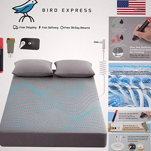 King Grounding Sheet Set with Silver Fiber for Sleep Therapy and Health