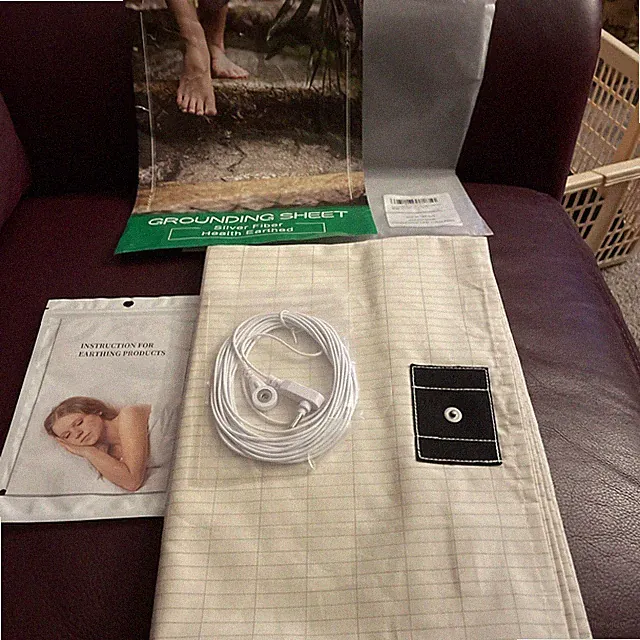 New Grounding Sheet, Twin XL-90x35 Flat Sheet 95%Cotton & 5%Silver fiber, Beige