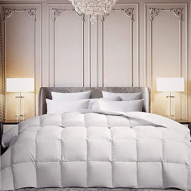 White Goose Feather Down Fiber Comforter Queen Size- All Season Duvet Insert,...